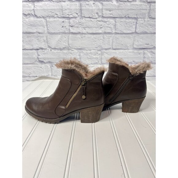 LONDON FOG Women's Dark Brown Fur Trim Side Zip Bootie 6M - Picture 2 of 7